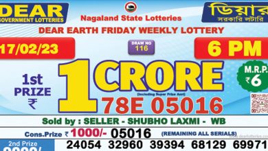 Dear Lottery Sambad Result 17.2.2023 1pm 6pm 8pm