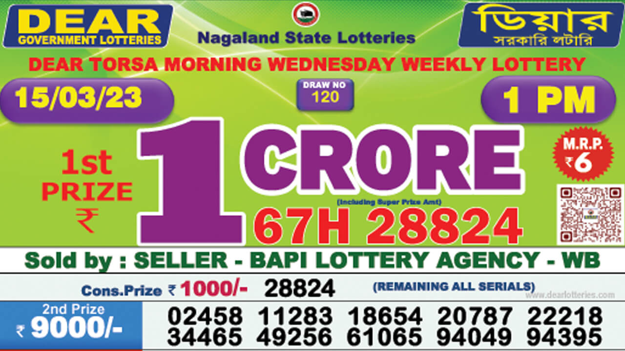 Dear Lottery Sambad Result 15.3.2023 1pm 6pm 8pm