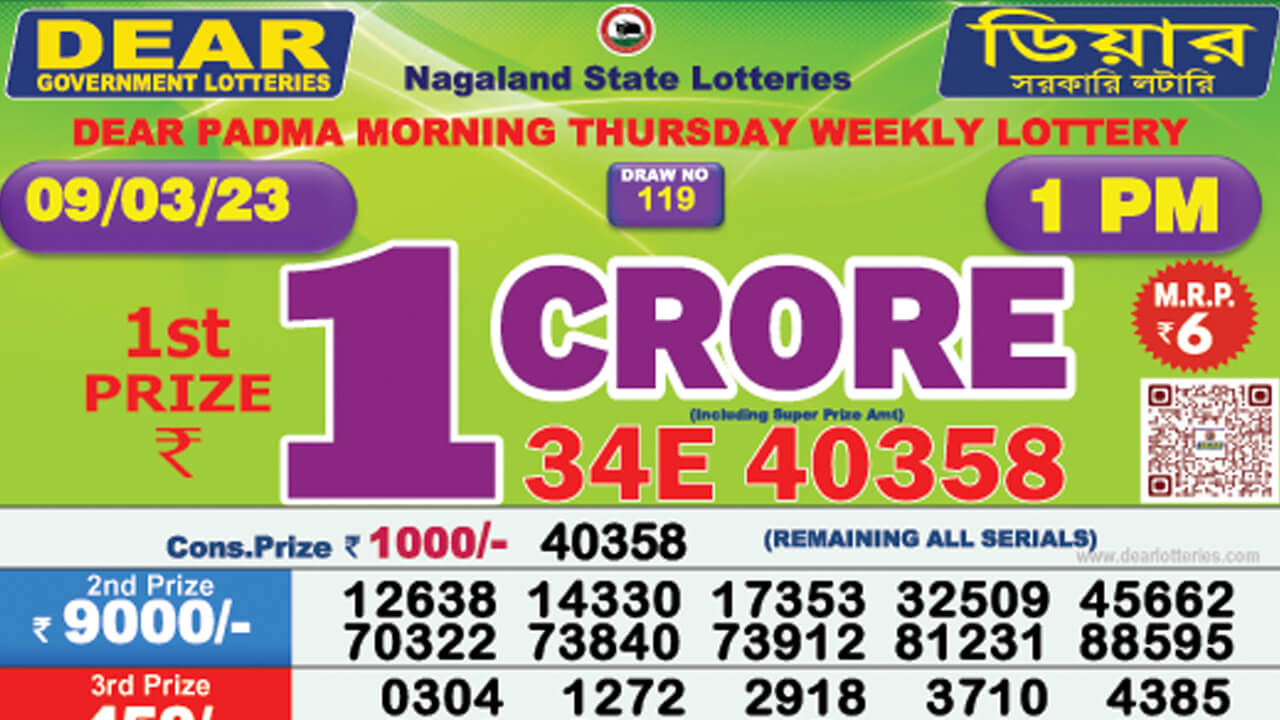 Dear Lottery Sambad Result 9.3.2023 1pm 6pm 8pm