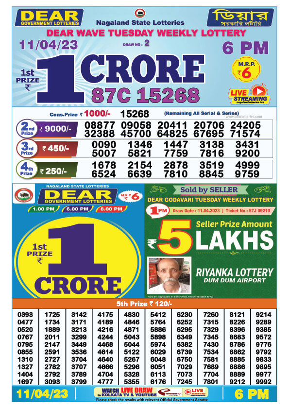 Dear Evening Lottery Sambad Result 11 April 6pm