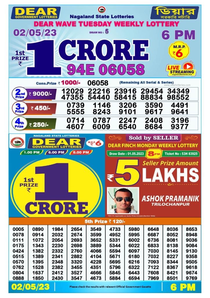Dear Evening Lottery Sambad Result Today 2 May 6pm
