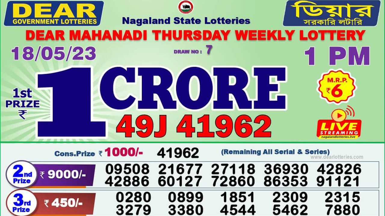 Dear Lottery Sambad Result 18.5.2023 1pm 6pm 8pm: ডিয়ার লটারি সংবাদ রেজাল্ট ১৮ তারিখ
