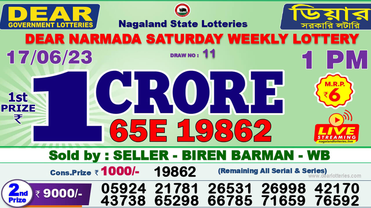 Lottery Sambad Result Today june- 17-6-2023 1pm 6pm 8pm Nagaland State Lottery Winner List LIVE