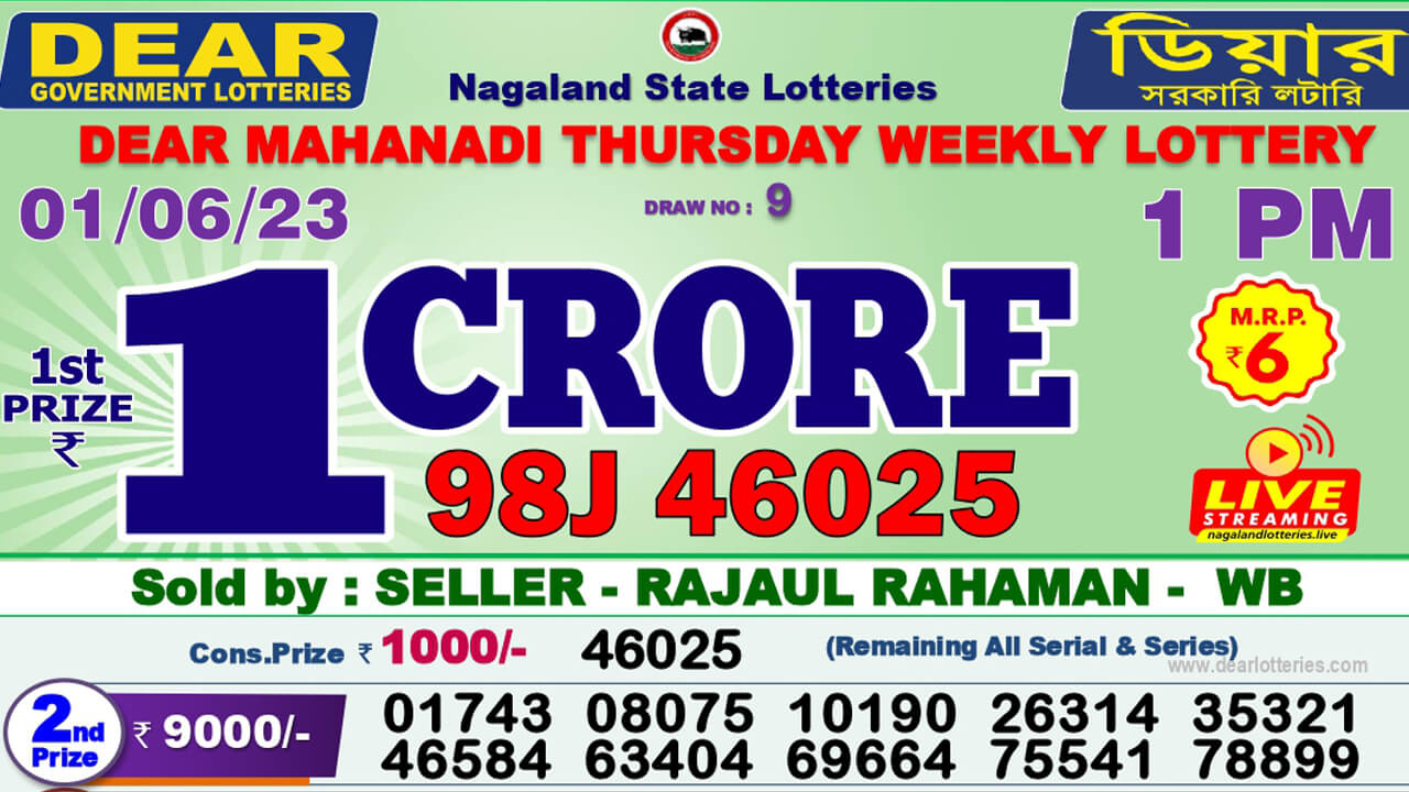 Dear Lottery Sambad Result 1.6.2023 1pm 6pm 8pm: ডিয়ার লটারি সংবাদ রেজাল্ট ১ তারিখ