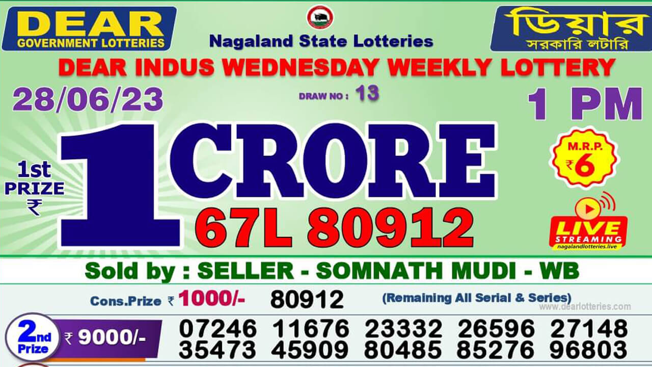 Dear Nagaland Lottery Sambad Result Today 28.6.2023 1PM 6PM 8PM Live: ডিয়ার লটারি সংবাদ রেজাল্ট