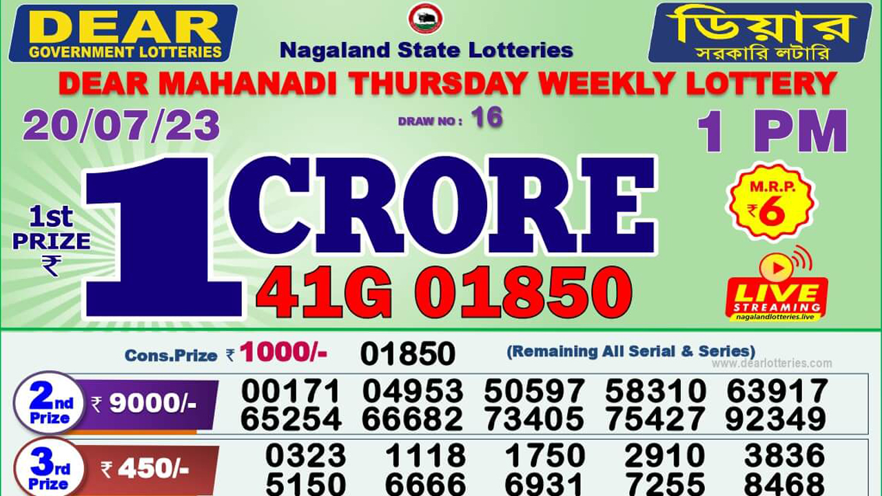 Dear Lottery Sambad Result 20.7.2023 1pm 6pm 8pm: ডিয়ার লটারি সংবাদ রেজাল্ট ২০ তারিখ