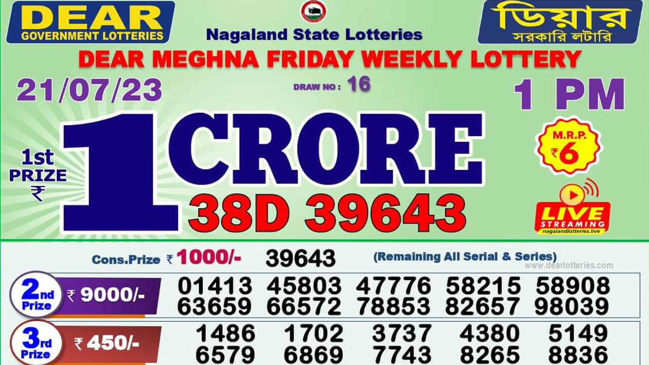 Dear Lottery Sambad Result 21.7.2023 1pm 6pm 8pm: ডিয়ার লটারি সংবাদ রেজাল্ট ২১ তারিখ