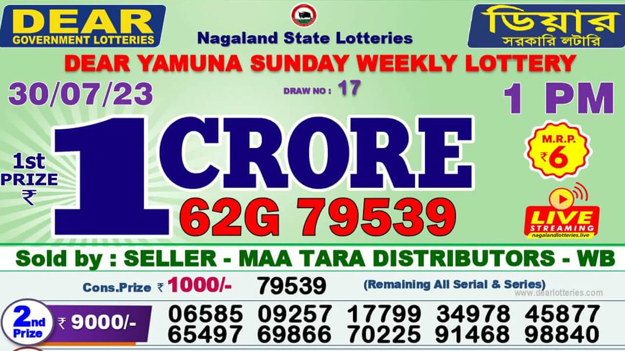 Dear Nagaland Lottery Sambad Result Today 30.7.2023 1PM 6PM 8PM Live: ডিয়ার লটারি সংবাদ রেজাল্ট