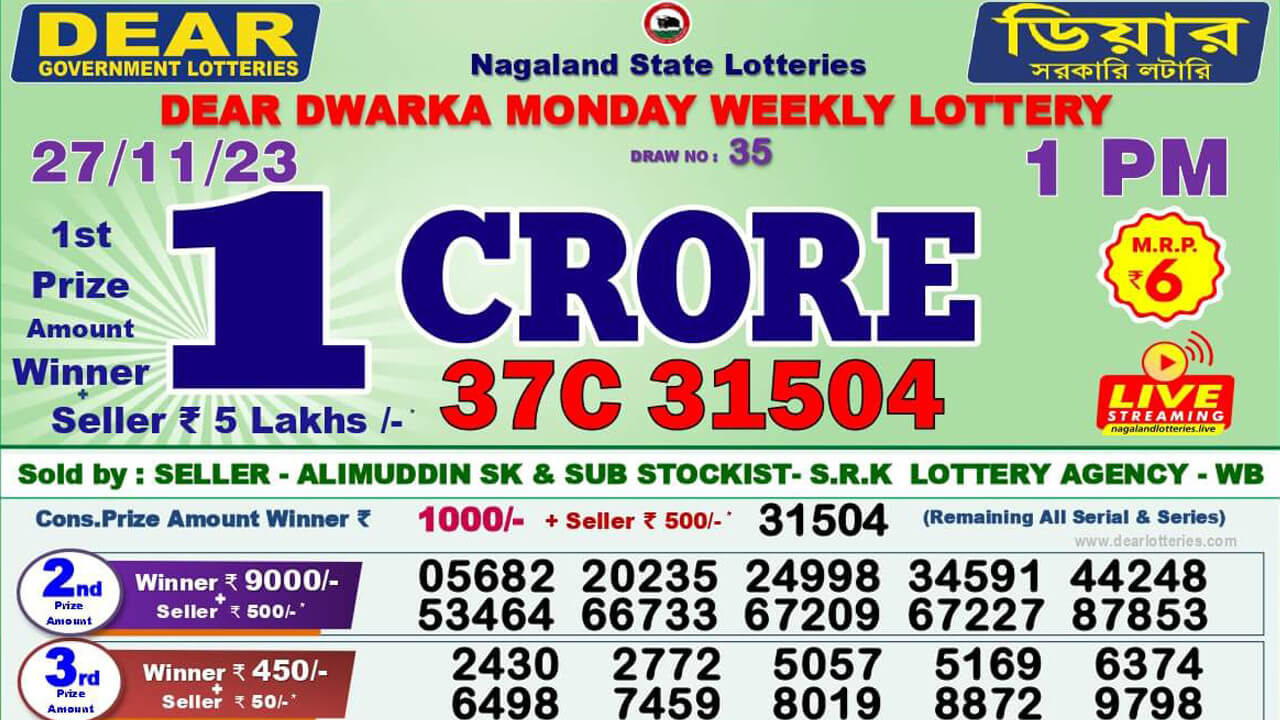 Dear Lottery: ডিয়ার লটারি সংবাদ দ্বারকা সোমবার সাপ্তাহিক লটারি ২৭ তারিখের রেজাল্ট