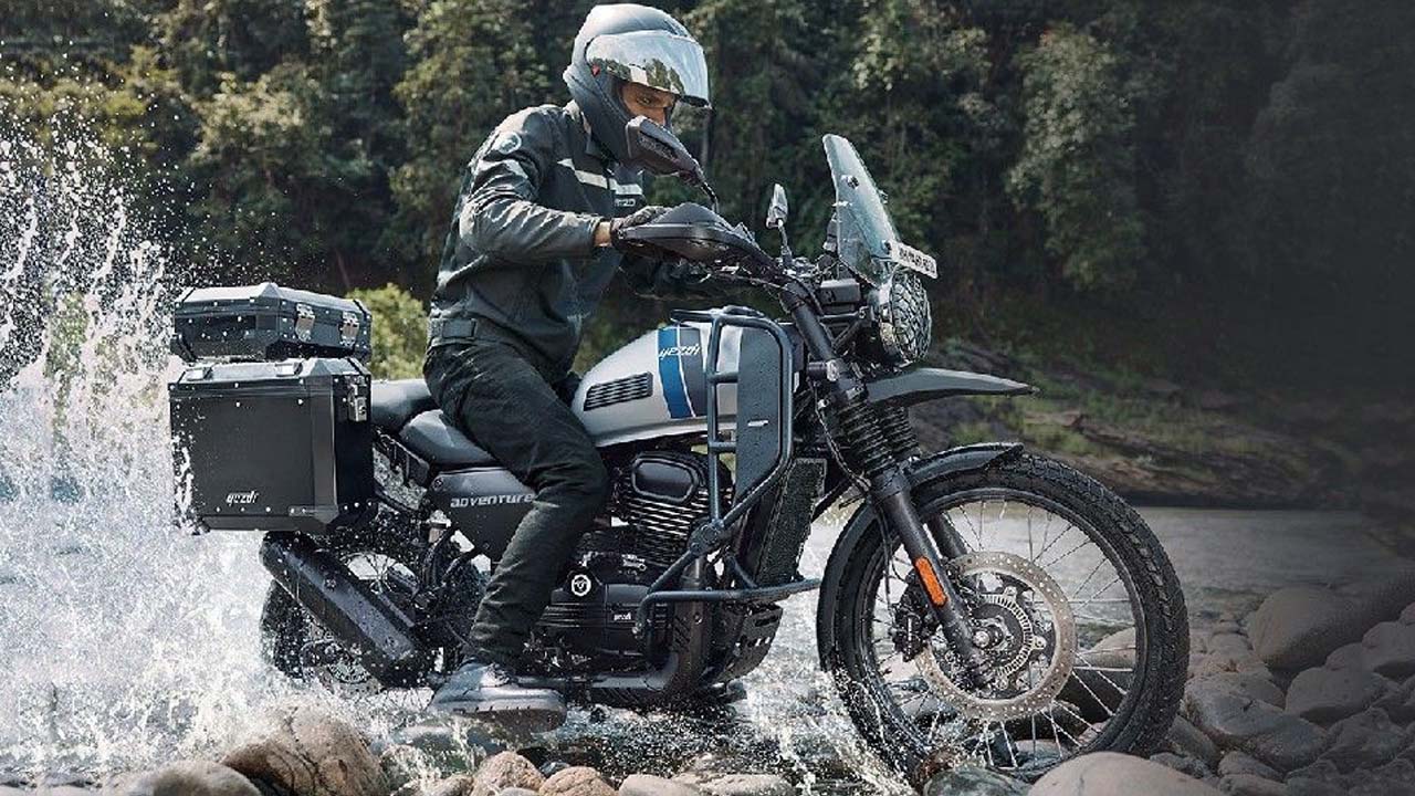 Yezdi 350 adventure spotted testing again in india shows new exhaust system