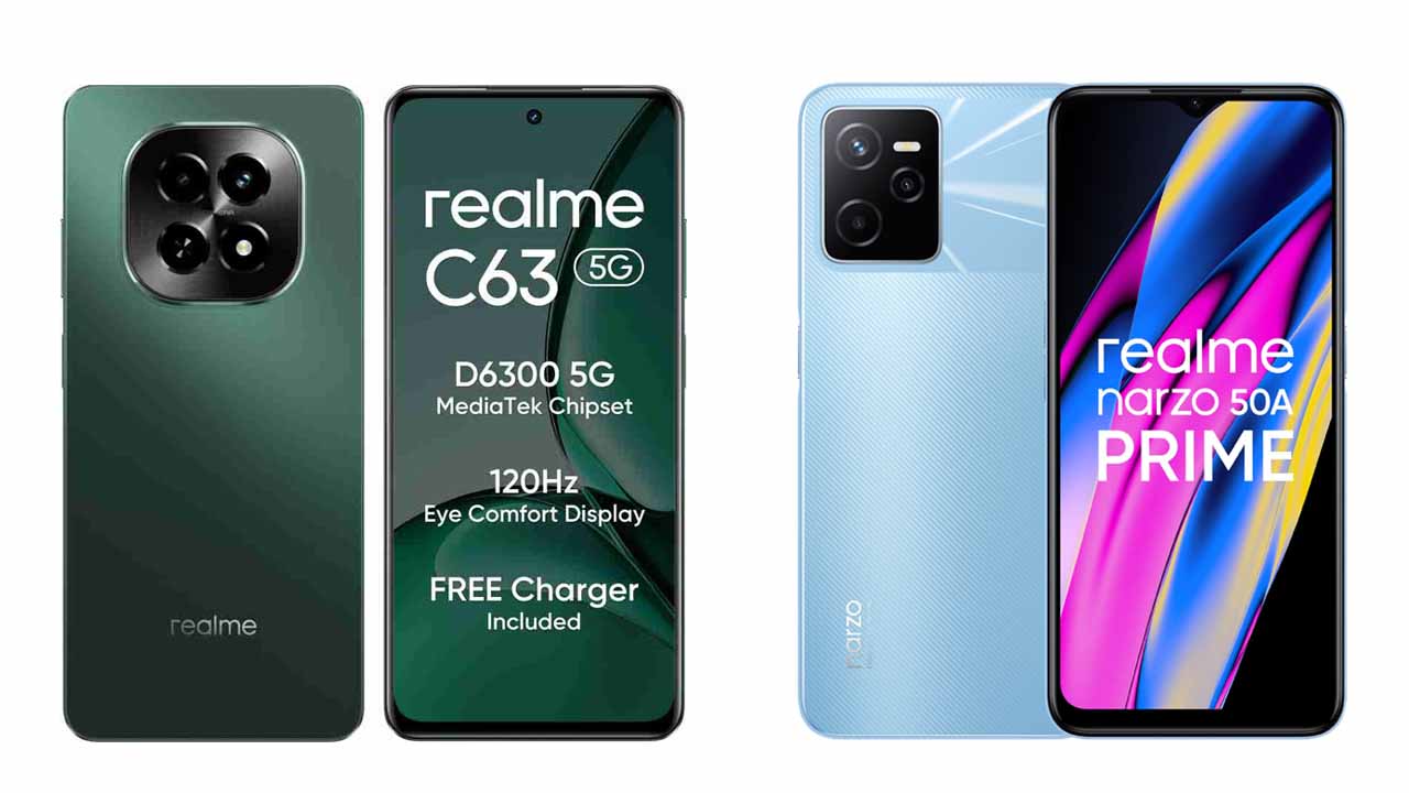 Realme smartphones between range 8-9 thousand rupees narzo c63 Narzo 50s prime