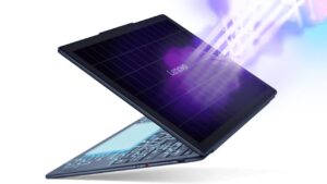 Lenovo yoga solar ai laptop with solar charging feature showcased at mwc 2025