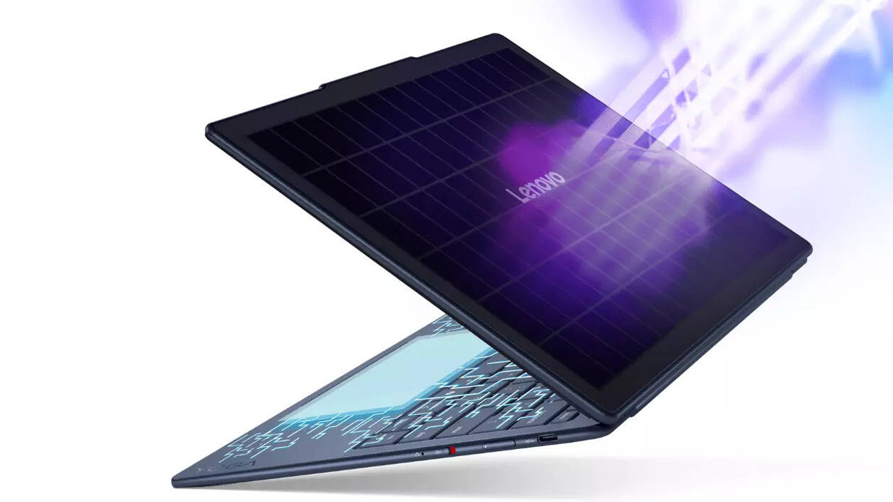 Lenovo yoga solar ai laptop with solar charging feature showcased