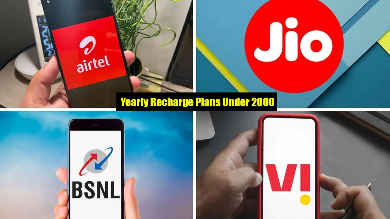 Jio Airtel Vi bsnl yearly annual recharge plans under rs 2000 with unlimited call sms
