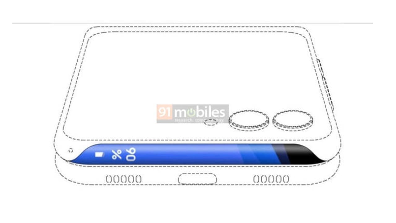 Samsung new patent of a flip phone with side display interface for showing battery charge status