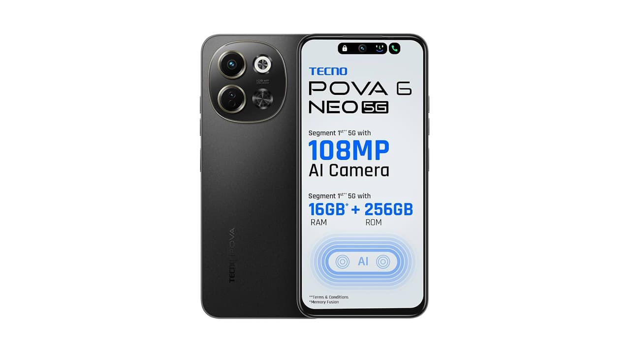 Tecno pova 6 neo 5g with 108 megapixel camera 16gb ram only at price rs 11249 on amazon sale offer