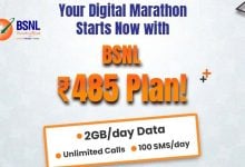 BSNL offering daily 2gb data unlimited call with 485 rupees prepaid recharge plan validity 72 days