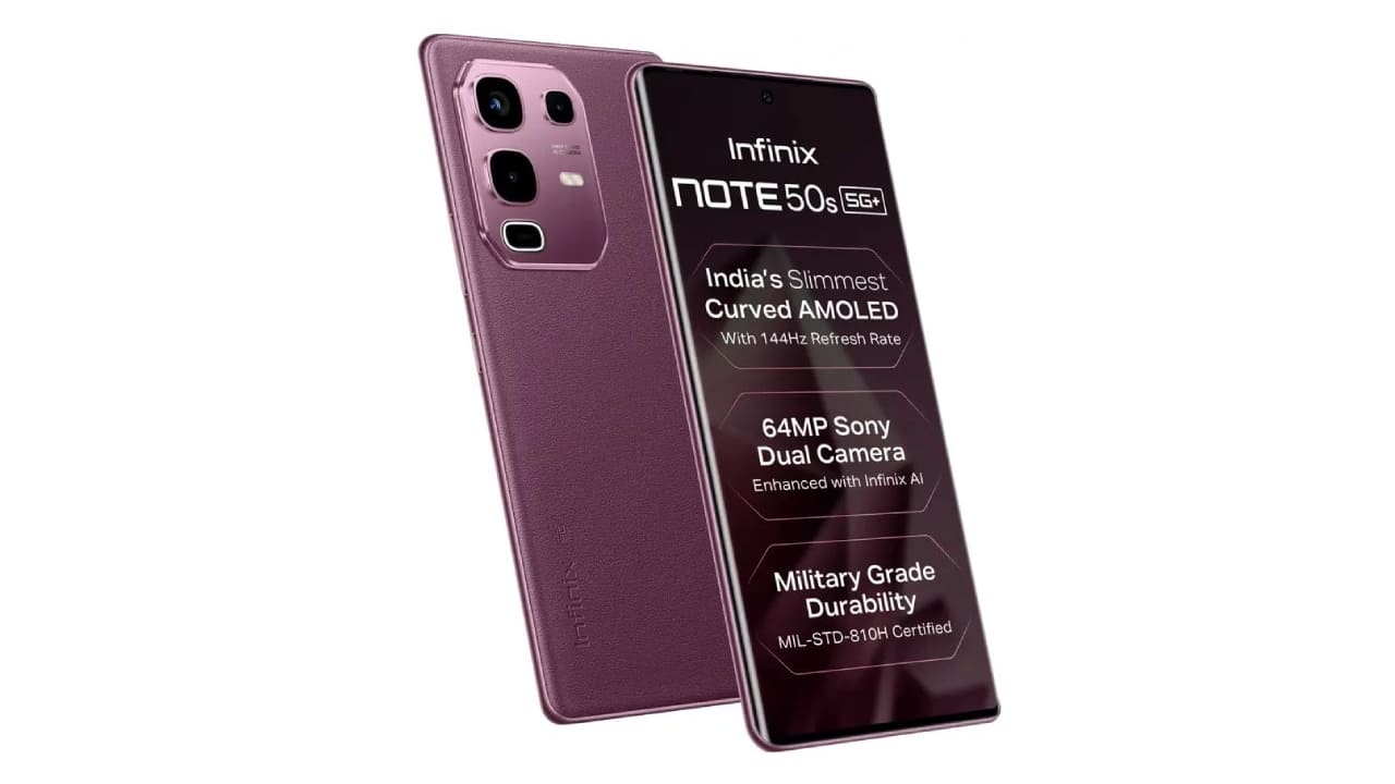 Infinix note 50s 5g mystic plum colourway launched in india price specifications 64mp camera